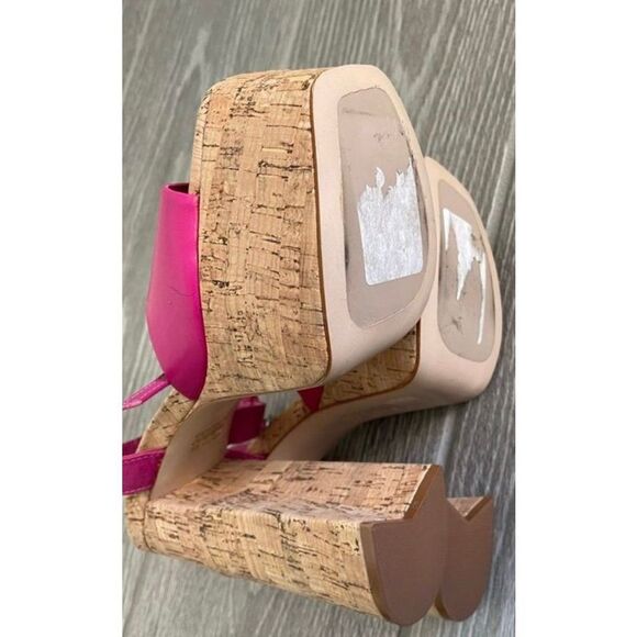 SCHUTZ Glayce Pink Leather Platform Sandals Size 7 - Picture 2 of 7